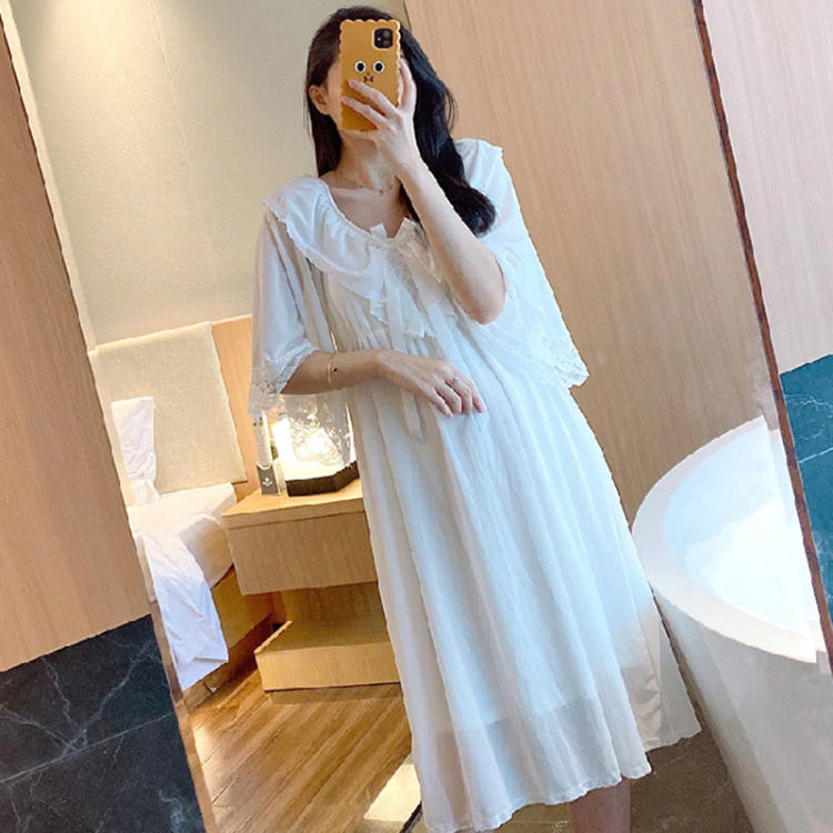 レディース ネグリジェ 姫系 半袖 夏用 とろみ素材 レース フリル ロマンティック 宮廷風 ガウン ルームワンピース 寝巻き ナイトウエア ルームウェア 大きいサイズ
