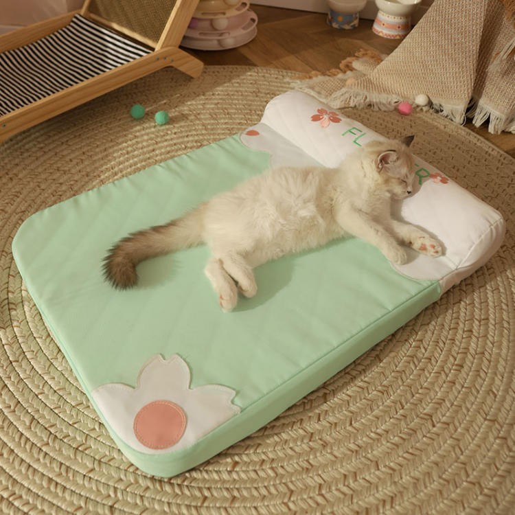 ベッド ペット クッション 猫 枕 セット チェック柄 スクエア 可愛い 洗濯可能 通気 滑り止め 取り外し可能 洗える 小型 中型 キャット