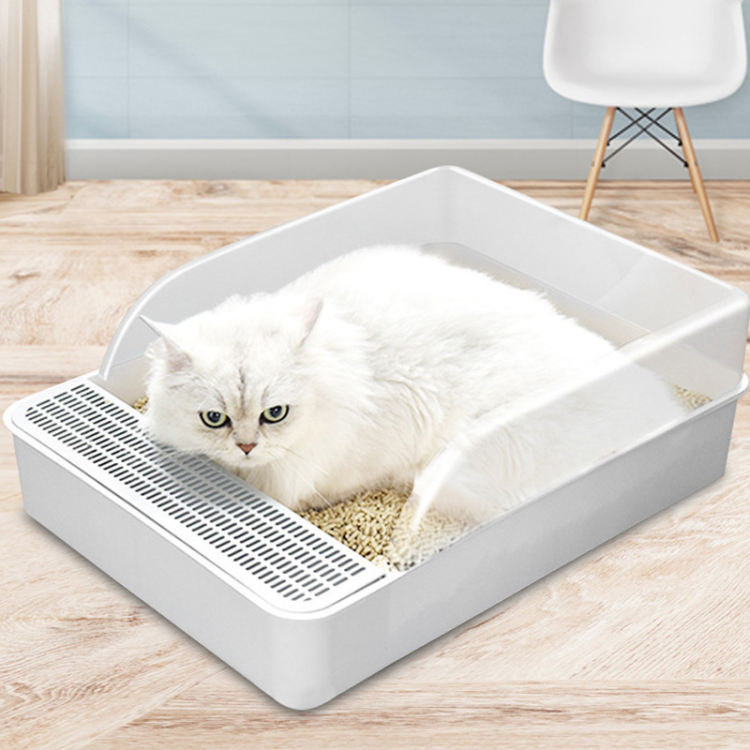 猫 トイレ 大型 四角 におい対策 L 37*50*18cm 猫 トイレ 大きめ 匂い対策 大型 四角 におい対策 猫砂 カバー 大容量 シンプル 半開放式