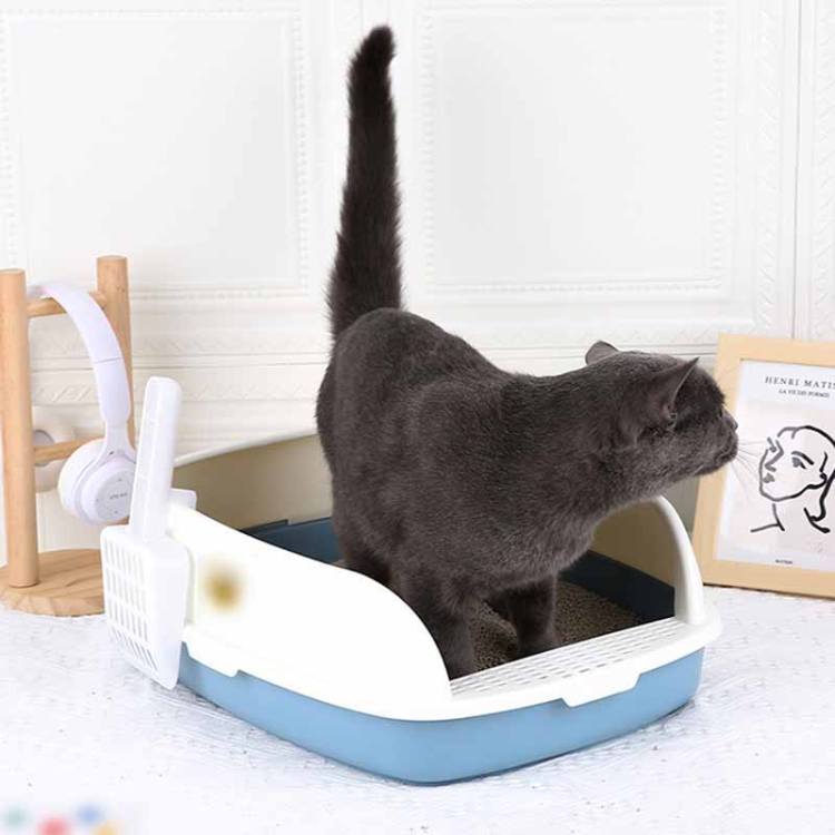 猫トイレ ネコ 砂 清潔 猫用品 M 45*34*15cm 猫トイレ ネコ 砂 小型 大型 猫 トイレ 四角 におい対策 猫砂 大容量 シンプル 開放式 飛び