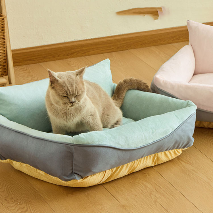 ベッド ペット クッション 猫 枕 シンプル インテリア スクエア 可愛い 柔らか ふわふわ 通気 滑り止め 取り外し可能 洗える 小型 中型