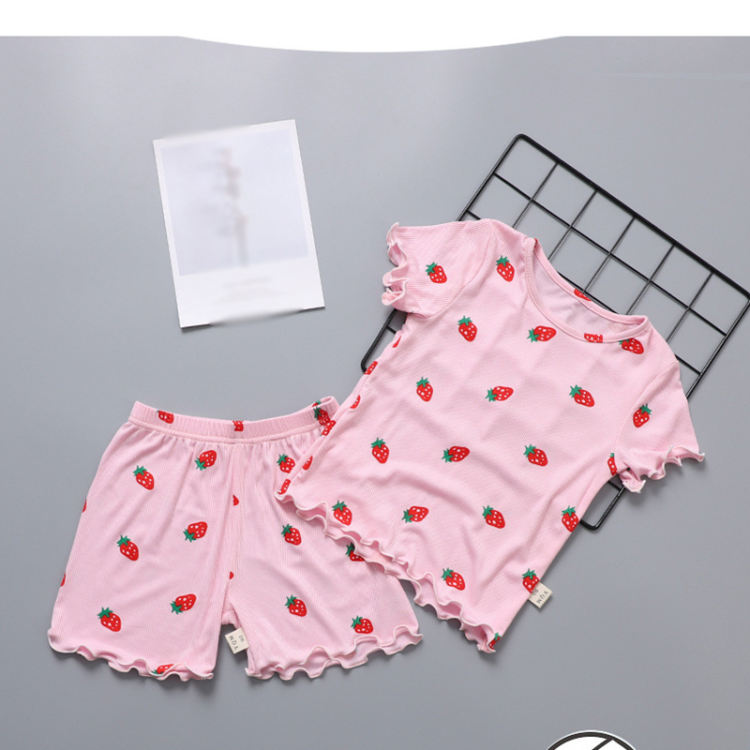 [QSSNY] キッズ パジャマ 女の子 半袖 子供 Tシャツ ショートパンツ ガールズ ルームウェア フリル 可愛い 子供服 上下セット寝巻き 部屋