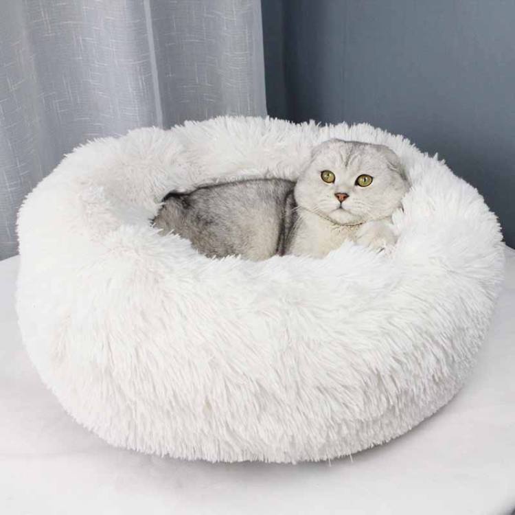 猫 ベッド 犬 ベッド クッション ラウンド型 もふもふ 丸型 ドーナツ 洗える ふわふわ もこもこ ぐっすり眠る 猫クッション 滑り止め 暖