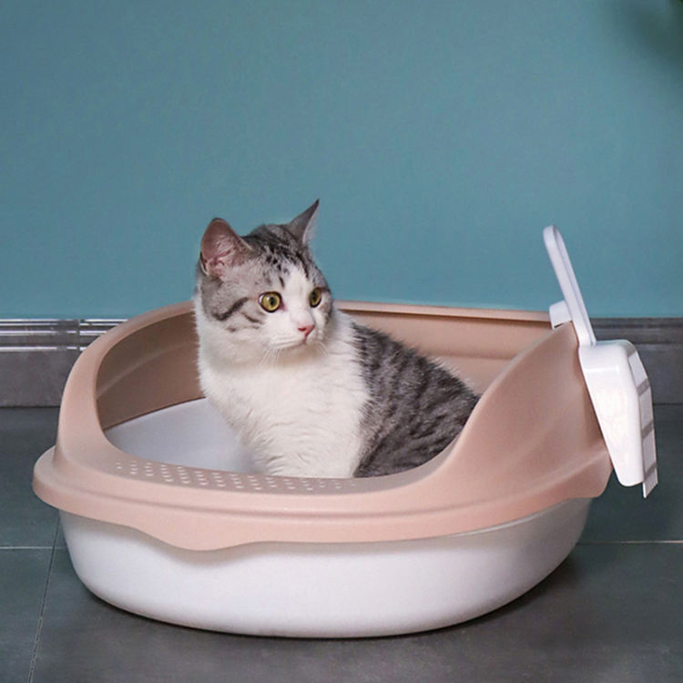 猫トイレ ネコ 砂 清潔 猫用品 L 45*37*16cm スコップ付き 猫トイレ 大きめ ネコ 砂 小型 大型 猫 トイレ におい対策 猫砂 大容量 シンプ