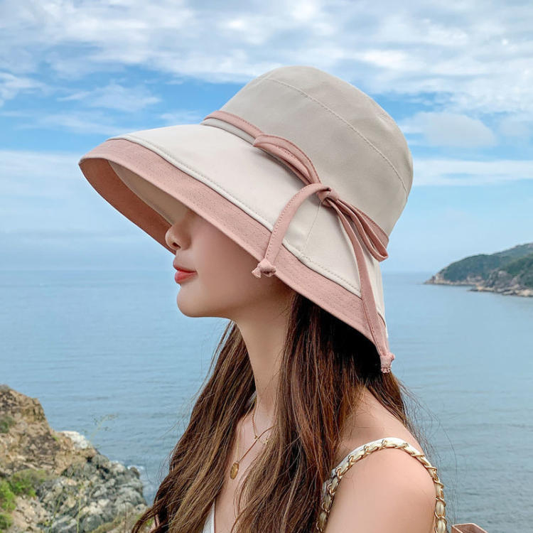 帽子 レディース 春夏 大きい 大きいサイズ 涼しい 大きい日除け 65センチ ポニーテール おしゃれ ニット ピンク uv uvカット 麦わらハット レディース 白 リボン