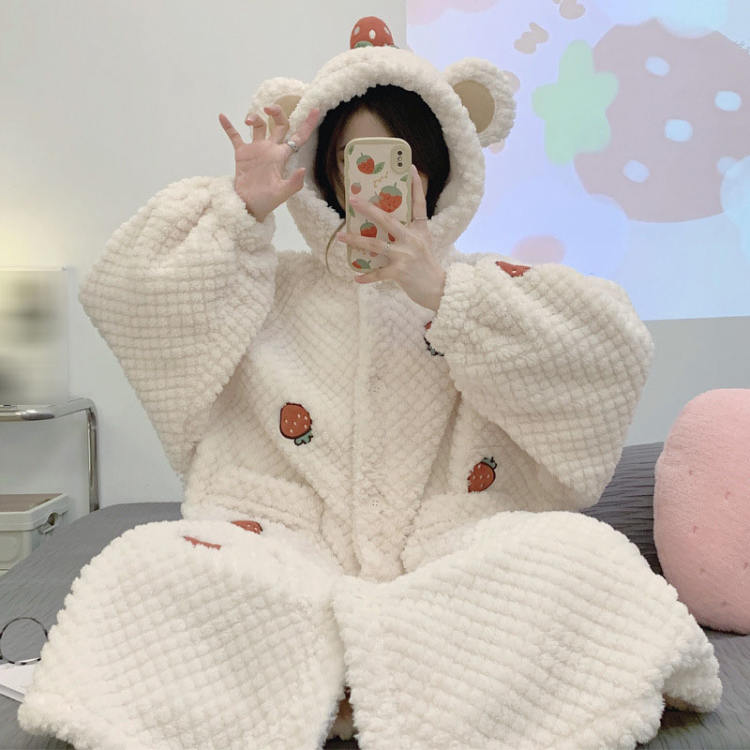 ガウン 冬 もこもこ バスローブ レディース パジャマ フード付き ルームウェア フリース 着る毛布 リボン 可愛い フード付 前開き ルームワンピース ボアフリース 厚手