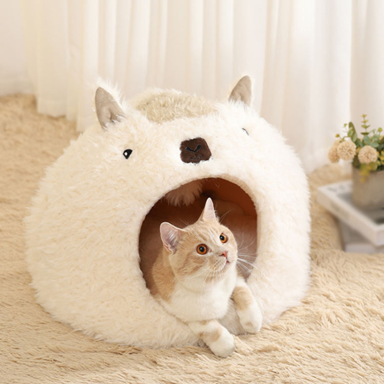 猫ハウス 猫ベッド ペットベッド ドーム型 クッション 冬用 暖かい もこもこ 猫用 ベ ッド 小型犬 ネコ キャットハウス クッション 寝床