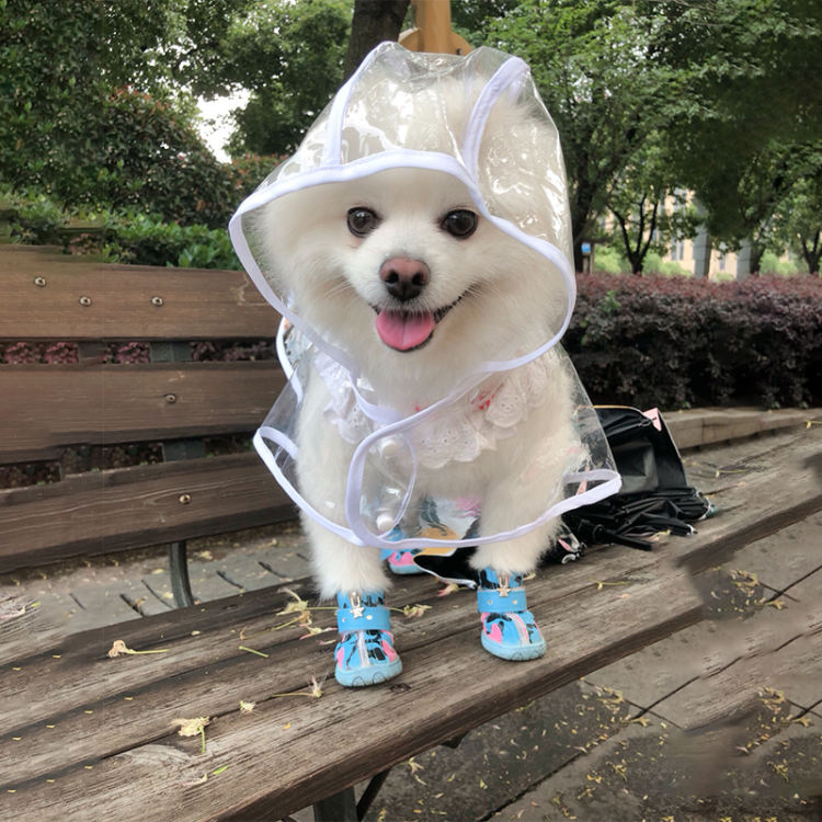 犬用レインコート レインポンチョ ポンチョ型 ドッグウェア 雨具 カッパ レインウェア 梅雨対策 わんちゃん 半透明 フード付き パーカー